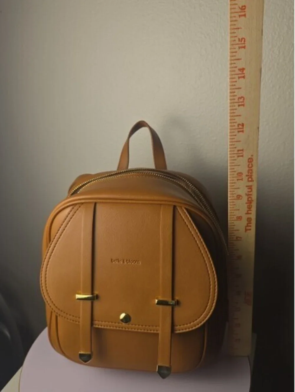 Belle & Bloom Camila Leather Backpack – Tan/Brown Gold Hardware Excellent